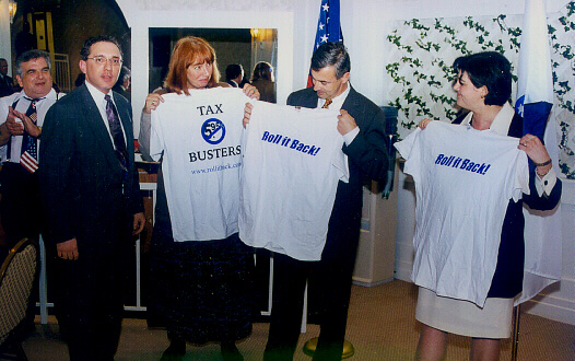 "Tax Busters" t-shirts presented